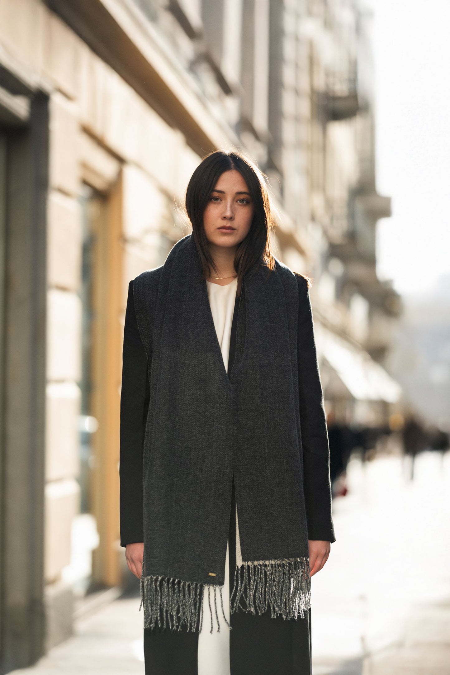 Sciarpa Grigio Melange con tag oro