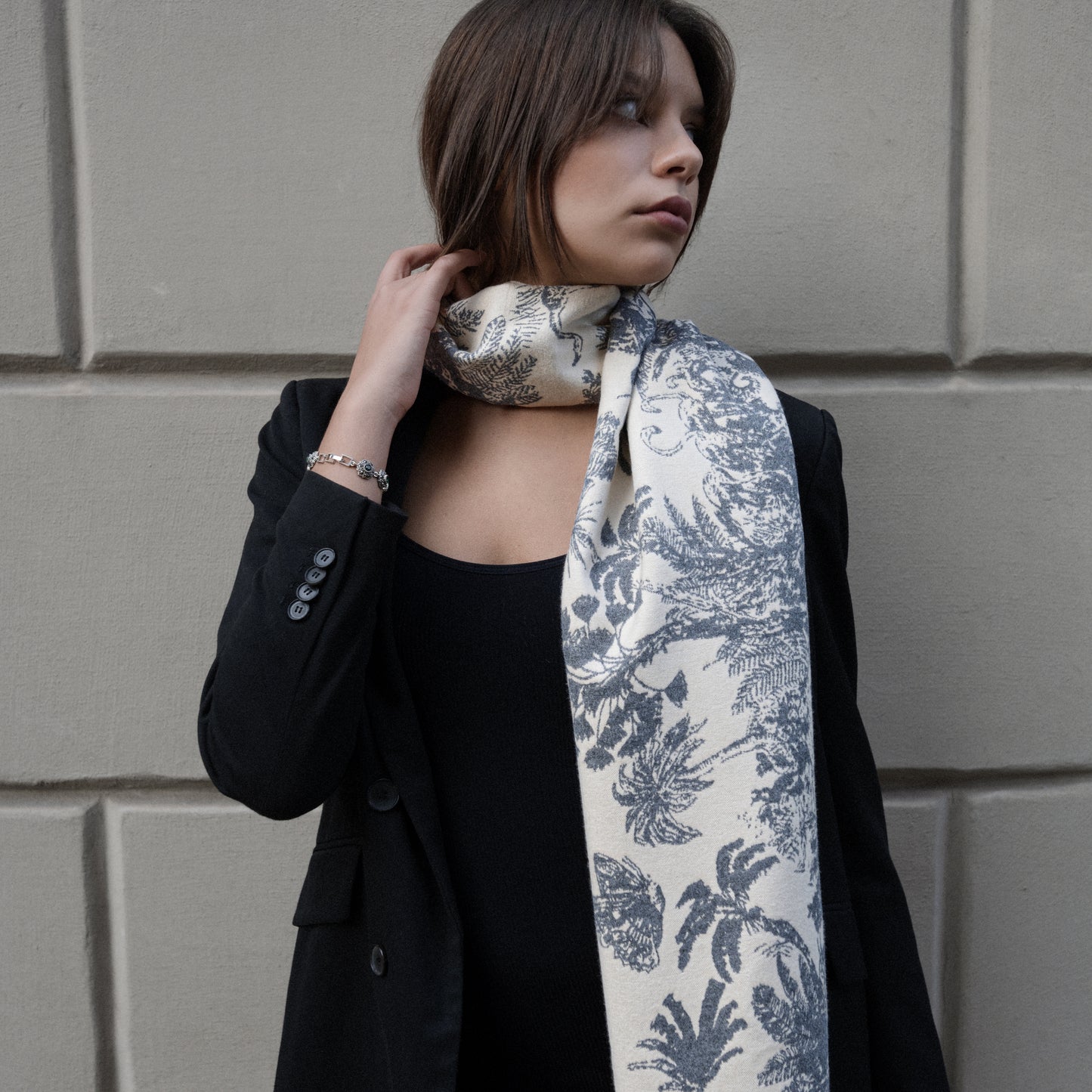 Sciarpa Grigia/Bianca Toile de Jouy