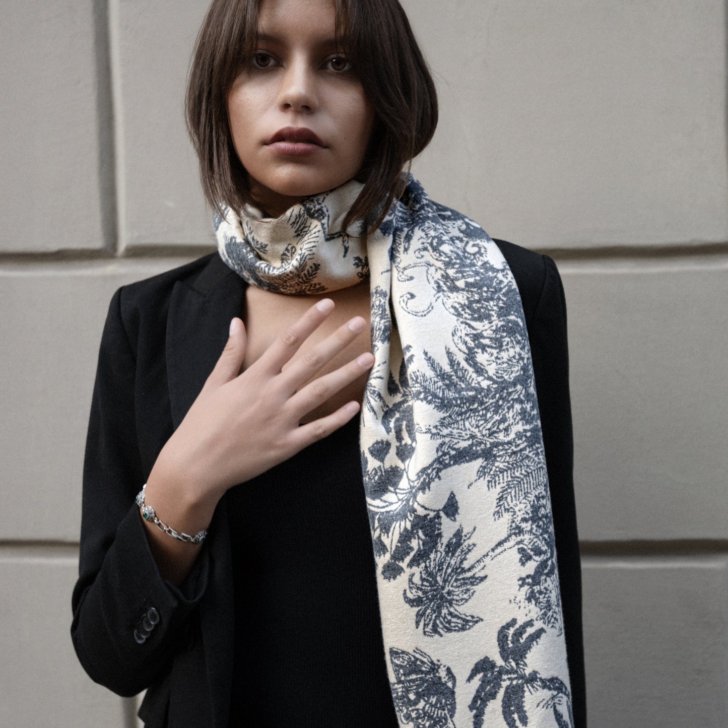 Sciarpa Grigia/Bianca Toile de Jouy