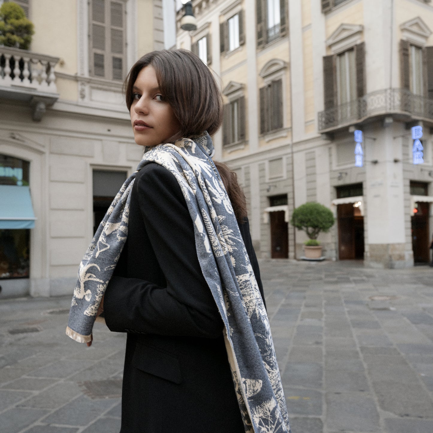 Sciarpa Grigia/Bianca Toile de Jouy